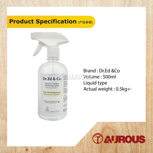 DR ED.CO INSTANT HAND SANITIZER SPRAY TYPE 75% ALCOHOL 500ML [LIQUID] - 1 BOTTLE - Image 3