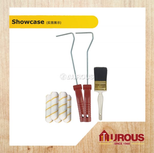 PAINT TRAY STARTER SET (PAINT ROLLER 4'' WITH FRAME HANDLE + BRUSH 380 2” + PAINT TRAY) - Image 4