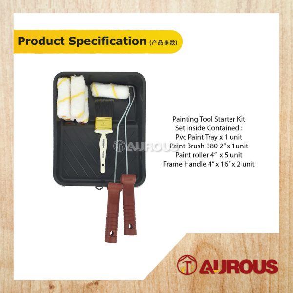 PAINT TRAY STARTER SET (PAINT ROLLER 4'' WITH FRAME HANDLE + BRUSH 380 2” + PAINT TRAY) - Image 6