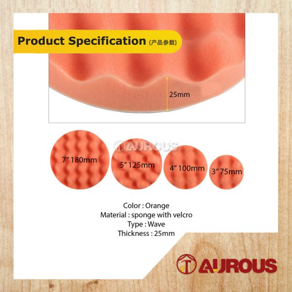 WAVE POLISHING SPONGE WITH VELCRO (ORANGE) - Image 4