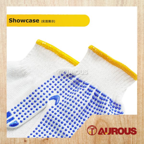 CLOTH HAND GLOVES WITH PVC DOTTED GRIP COATED [BLUE] - Image 4