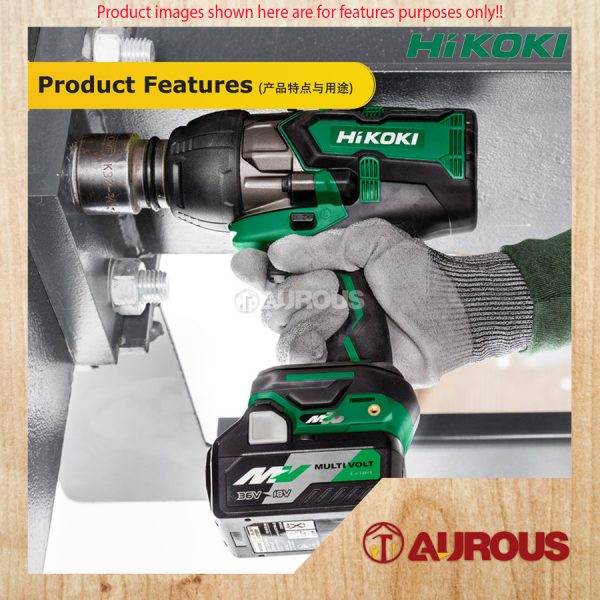 HIKOKI BATTERY CORDLESS MULTI VOLT IMPACT WRENCH MACHINE 1/2'' 36V WR36DB 1650NM TORQUE [BARE TOOL] - Image 5
