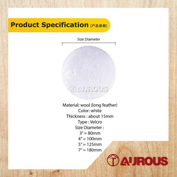 VELCRO TYPE POLISHING WOOL PAD (LONG FEATHER)(80MM-180MM)-1 PIECE - Image 6