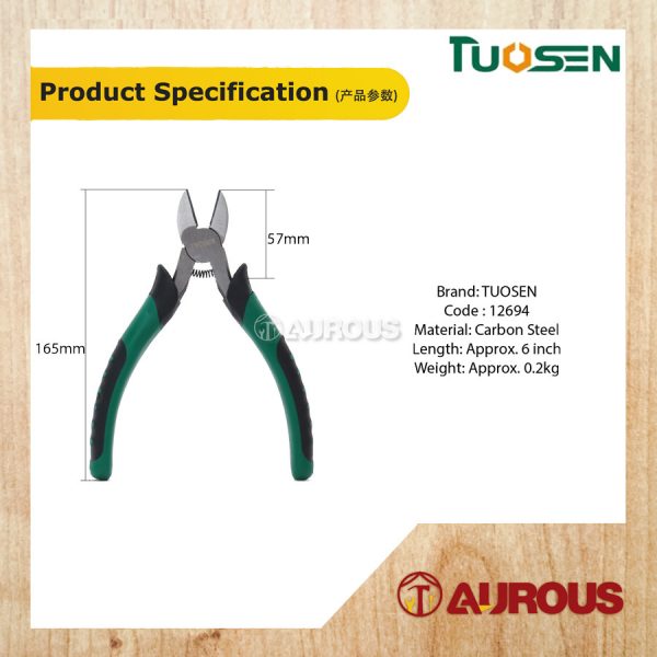TUOSEN CARBON STEEL DIAGONAL CUTTING PLIER 6'' 150MM MODEL:12694 - Image 6