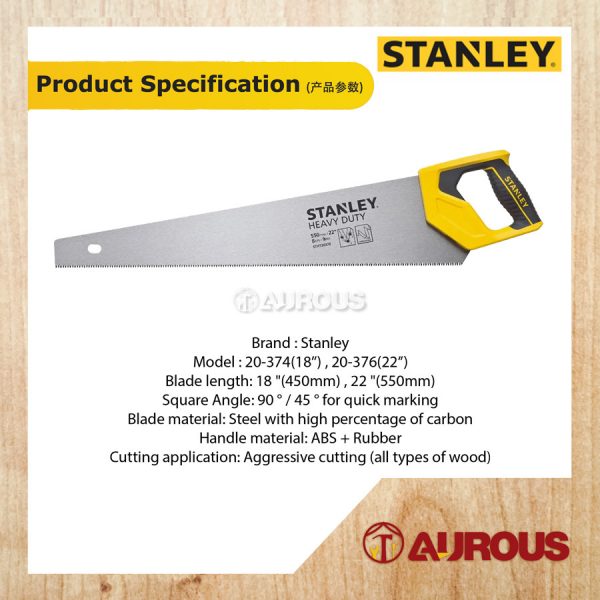 STANLEY BI-MAT HANDSAW 18"/ 22'' (PLASTIC HANDLE) - Image 5
