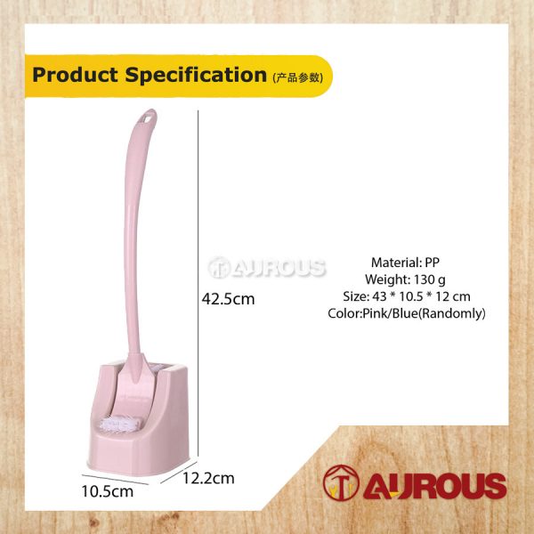 DOUBLE SIDED TOILET BRUSH WITH STAND HOLDER BASE BLUE / PINK (RANDOMLY) - Image 6