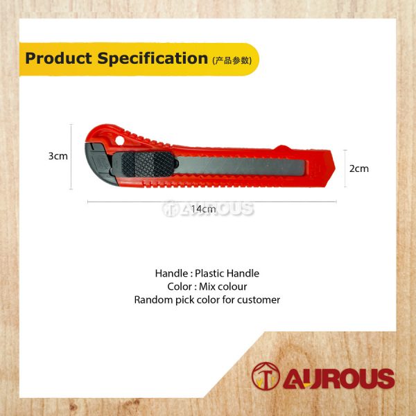PLASTIC HANDLE KNIFE PAPER CUTTER-(COLOUR RANDOMLY) - Image 6