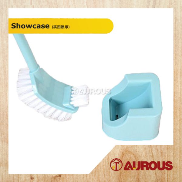 DOUBLE SIDED TOILET BRUSH WITH STAND HOLDER BASE BLUE / PINK (RANDOMLY) - Image 5