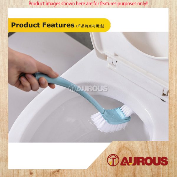 DOUBLE SIDED TOILET BRUSH WITH STAND HOLDER BASE BLUE / PINK (RANDOMLY) - Image 7