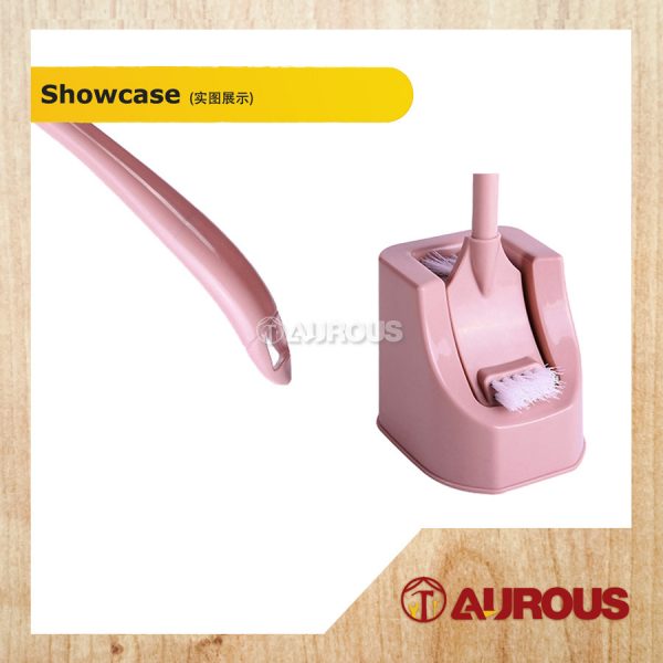DOUBLE SIDED TOILET BRUSH WITH STAND HOLDER BASE BLUE / PINK (RANDOMLY) - Image 4