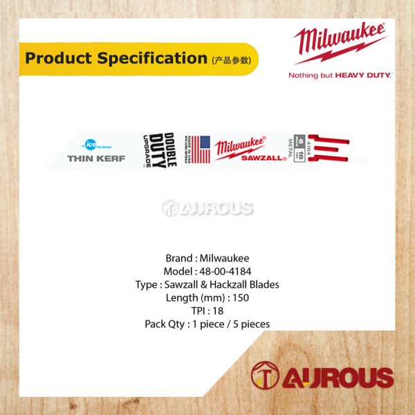 MILWAUKEE THIN KERF METAL CUTTING SAWZALL BLADE 48-00-4184 [6"] 18TPI - Image 3