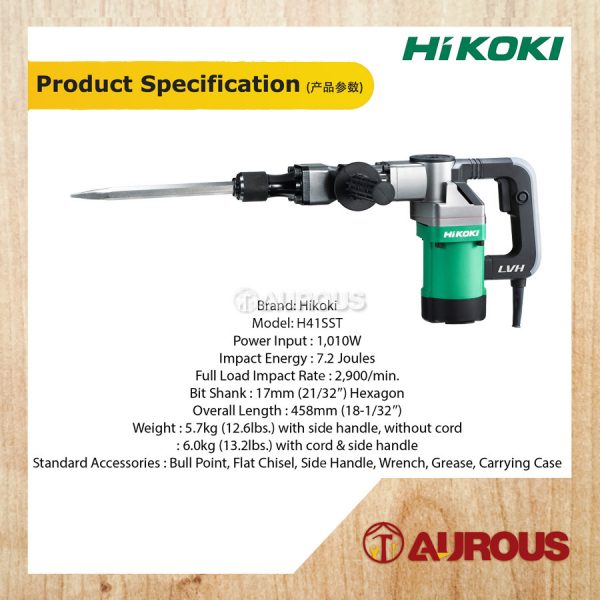 HIKOKI DEMOLITION HAMMER 7.2J 5.3KG (H41SST) - Image 7