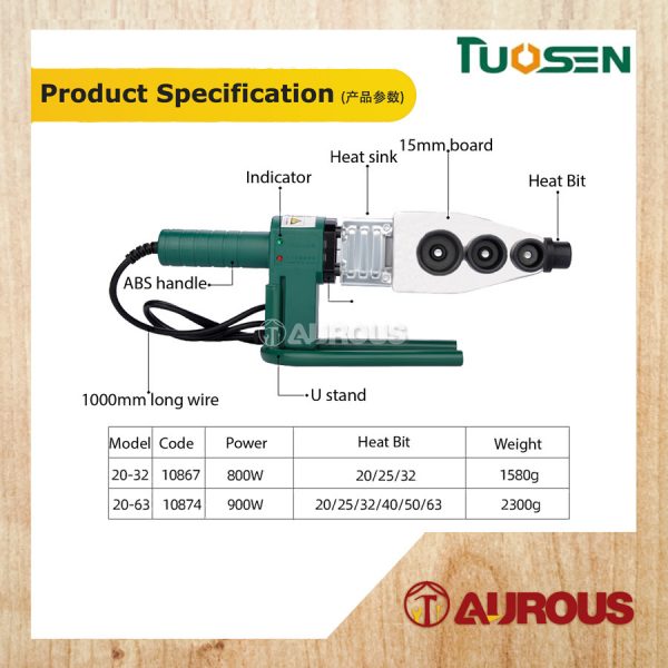 TUOSEN MINI LIGHT DUTY PPR WELDING MACHINE (1/2"-1") / (1/2"-2") - Image 6