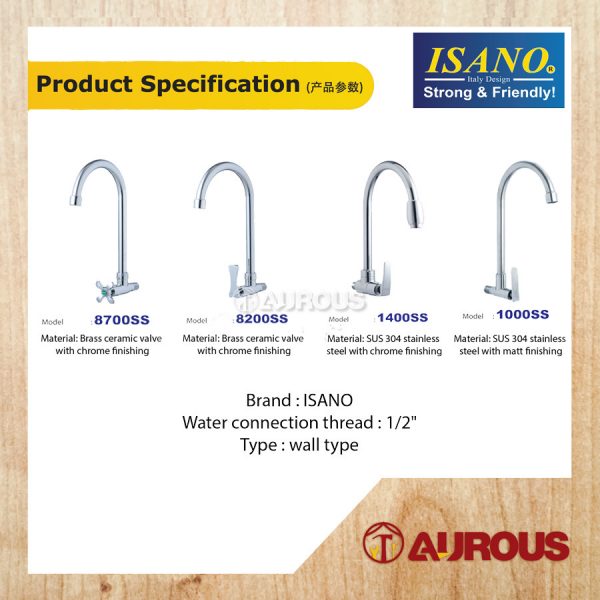 ISANO ECO 1/2" SWAN NECK TAP / SINK WALL TAP FAUCET - Image 6
