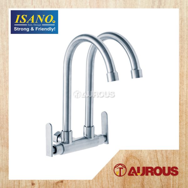 ISANO ECO 1/2'' TWIN SWAN NECK WALL SINK TAP FAUCET (1000TS)