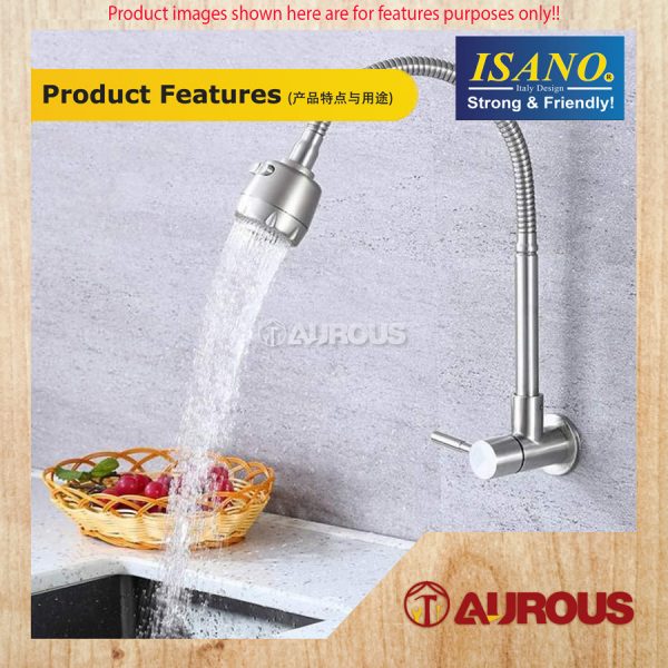 ISANO ECO 1/2'' FLEXIBLE SWAN WALL TYPE SINK TAP FAUCET (1000FS) - Image 3