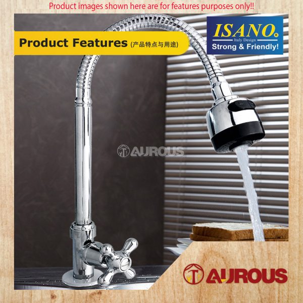 ISANO ECO 1/2'' FLEXIBLE SWAN SINK PILLAR TYPE TAP FAUCET (1000FI) - Image 4