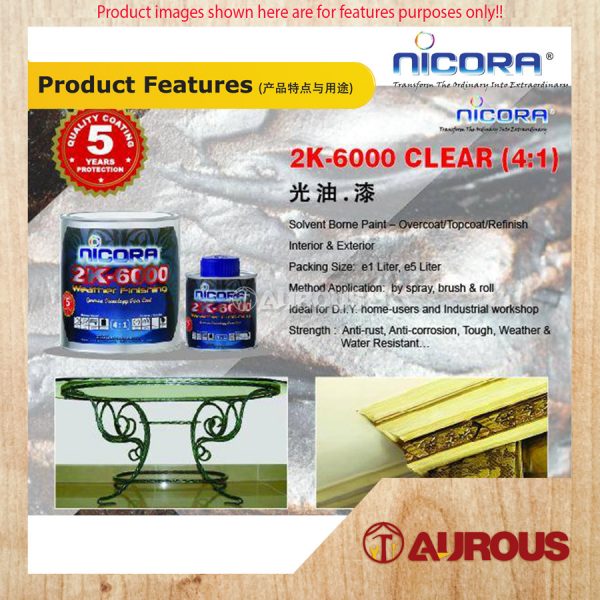 NICORA 2K PAINT CLEAR C/W HARDERNER 1 LITRE (A+B) (2K-6000) - Image 5