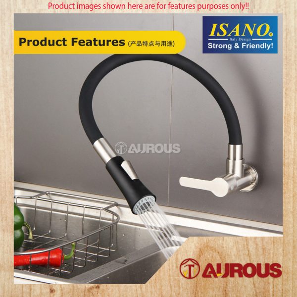 ISANO ECO 1/2'' FLEXIBLE SWAN WALL TYPE SINK TAP FAUCET (1000FS) - Image 4