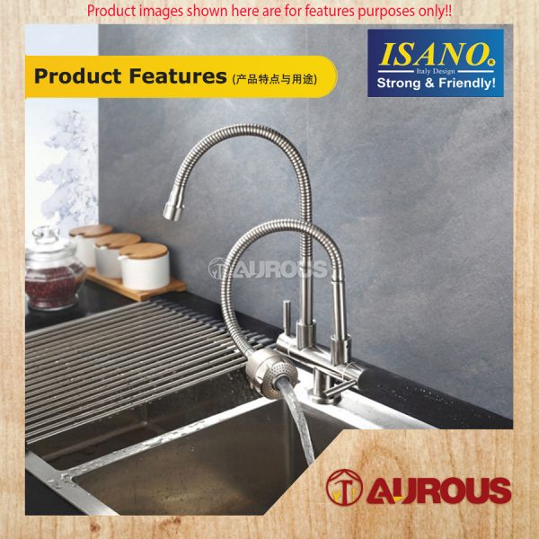 ISANO ECO 1/2" FLEXIBLE TWIN PILLAR SINK TAP FAUCET (8000TFI) - Image 3