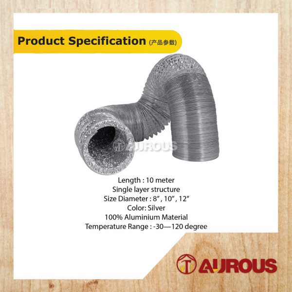 ALUMINIUM COOKER HOOD EXHAUST FLEXIBLE DUCTING HOSE 10 METER (8" / 10'' / 12'') - Image 6