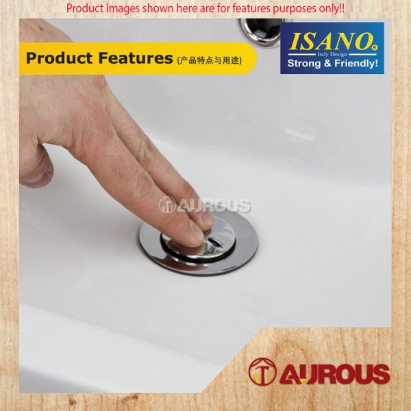 ISANO STAINLESS STEEL BASIN POP UP STRAINER C/W OVERFLOW 1 1/4'' (1232SW) - Image 5