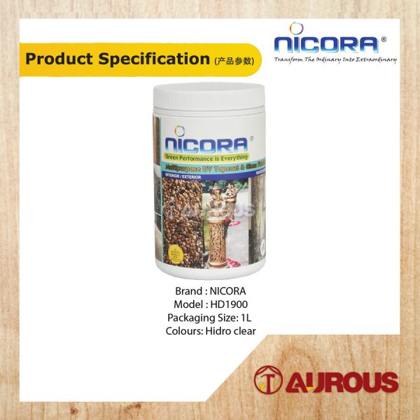 NICORA HD1900 HYDRO CLEAR PAINT/WATER BASED MULTIPURPOSE UV TOPCOAT & GLOSS FINISHING (1LT) - Image 2