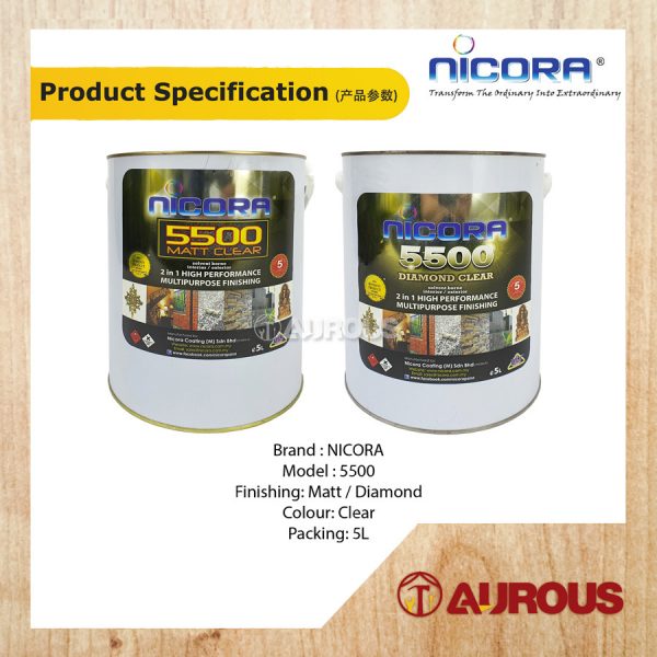 NICORA 5L 5500 DIAMOND / MATT CLEAR 2 IN 1 HIGH PERFORMANCE SYNTHETIC ENAMEL - Image 3