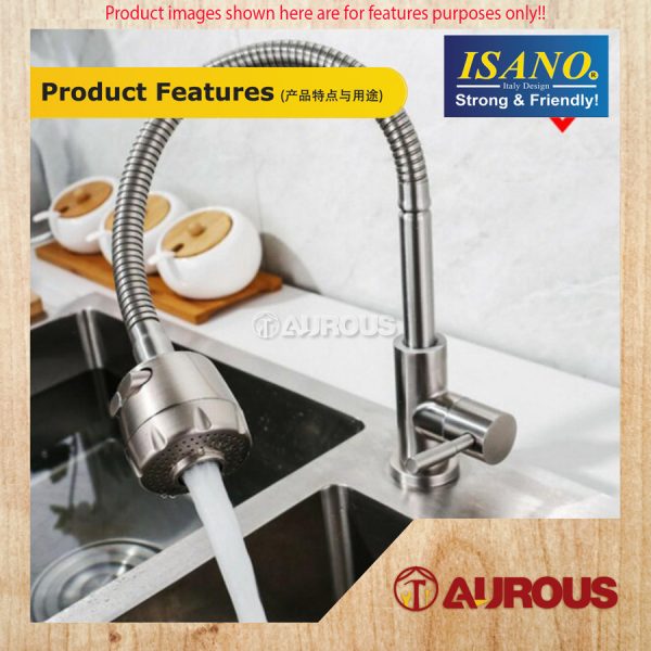 ISANO ECO 1/2'' FLEXIBLE SWAN SINK PILLAR TYPE TAP FAUCET (1000FI) - Image 3