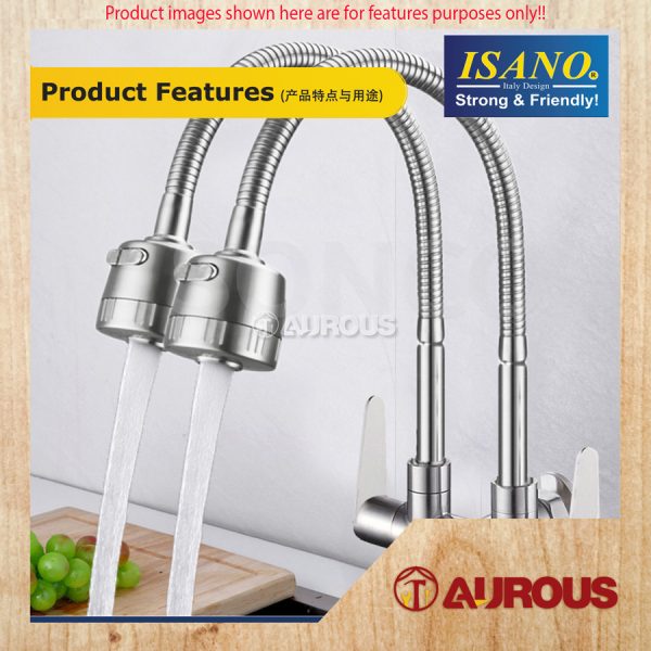 ISANO ECO 1/2" FLEXIBLE TWIN WALL NECK SINK TAP FAUCET (1000TFS) - Image 3