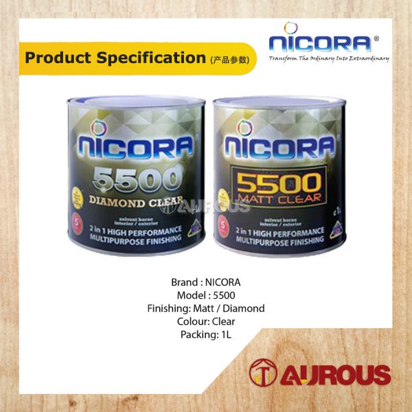 NICORA 1L 5500 DIAMOND / MATT CLEAR 2 IN 1 HIGH PERFORMANCE SYNTHETIC ENAMEL - Image 4