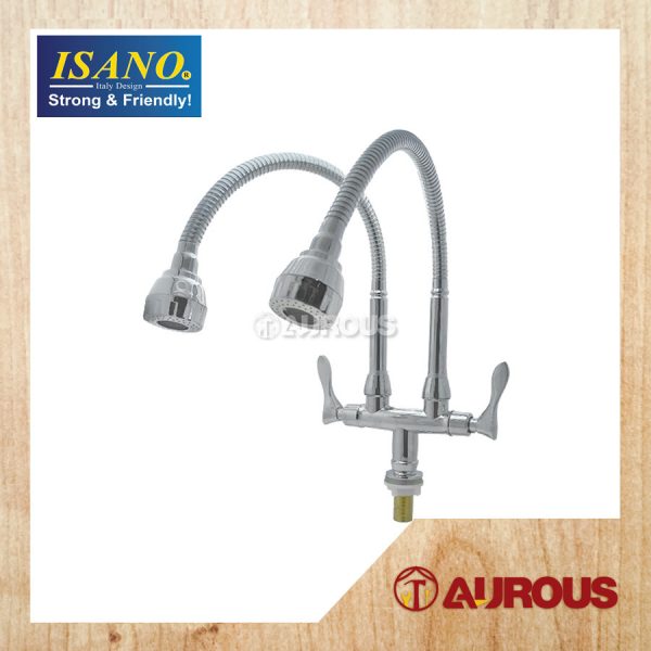 ISANO ECO 1/2" FLEXIBLE TWIN PILLAR SINK TAP FAUCET (8000TFI)