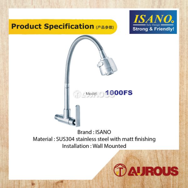 ISANO ECO 1/2'' FLEXIBLE SWAN WALL TYPE SINK TAP FAUCET (1000FS) - Image 2