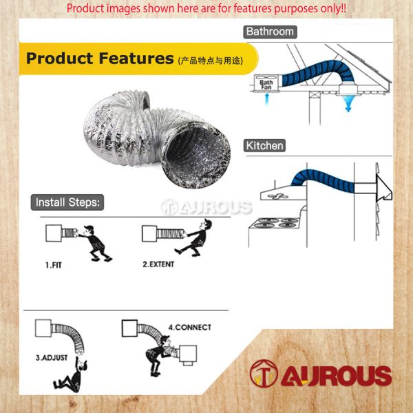 ALUMINIUM COOKER HOOD EXHAUST FLEXIBLE DUCTING HOSE 10 METER (8" / 10'' / 12'') - Image 9