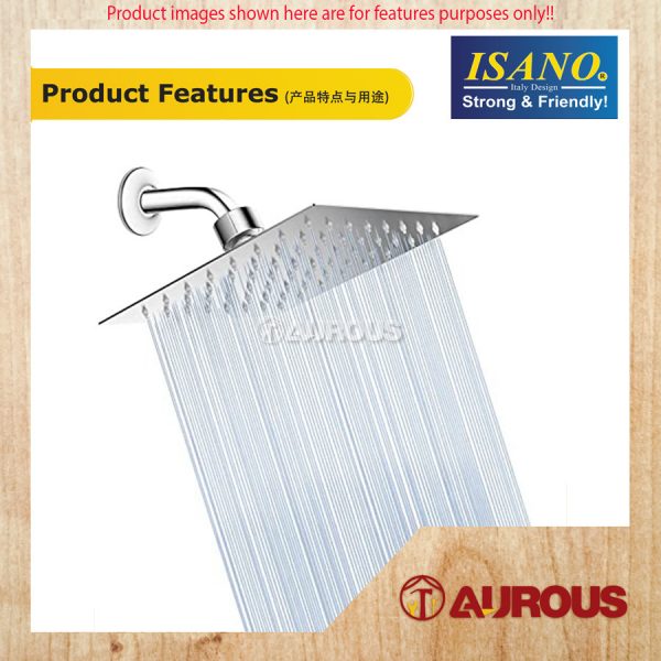 ISANO SUPER THIN STAINLESS STEEL SQUARE SHOWER HEAD WITH ABS CHROME ARM (4'' , 6'' , 8'') - Image 4
