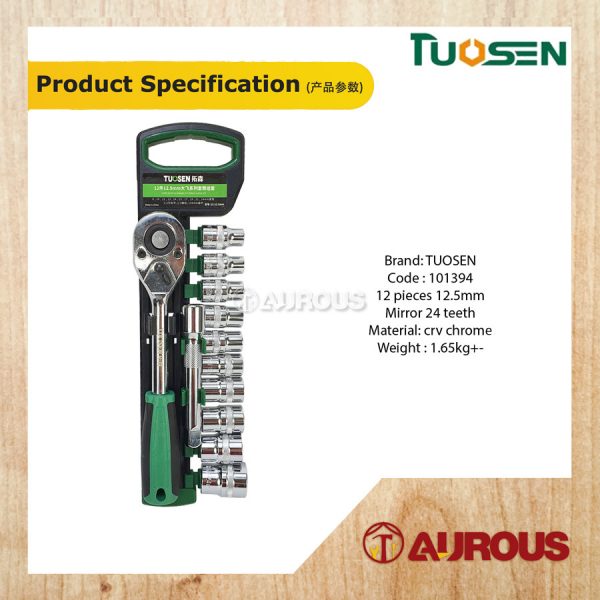 TUOSEN QUICK RELEASE RATCHET WRENCH WITH 1/2'' 6PT CHROME SPANNER SOCKET  [12PCS SET] 101394 - Image 6