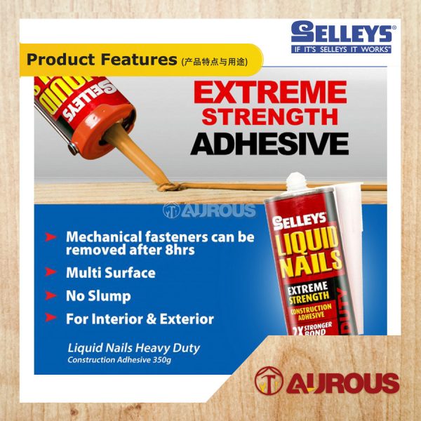 SELLEYS EXTREME STRENGTH LIQUID NAILS CONSTRUCTION ADHESIVE 350G (RED TUBE) - Image 6