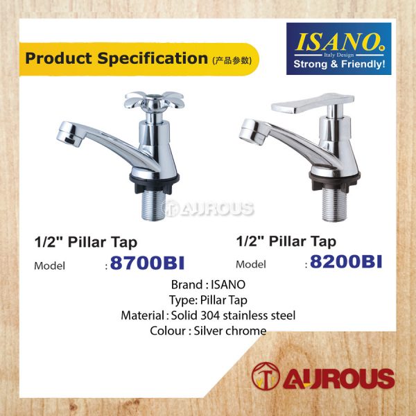 ISANO ECO 1/2" SINK PILLAR TAP FAUCET (8700BI/8200BI) - Image 5