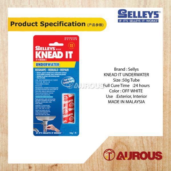 SELLEYS KNEAD IT UNDERWATER REPAIR 50G PUTTY EPOXY - Image 4