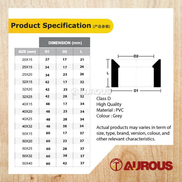 32MM / 40MM / 50MM PVC FITTING REDUCING BUSH / PAIP AIR FITTING KELABU - Image 4