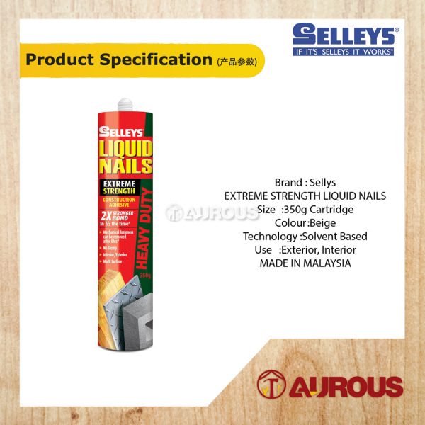 SELLEYS EXTREME STRENGTH LIQUID NAILS CONSTRUCTION ADHESIVE 350G (RED TUBE) - Image 4