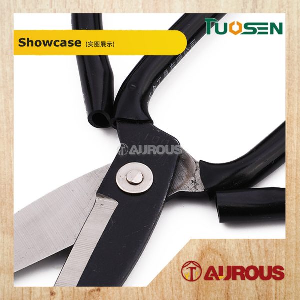TUOSEN D01 BLACK SCISSOR CUTTER WITH RUBBER HANDLE / GUNTING (12106) - Image 3