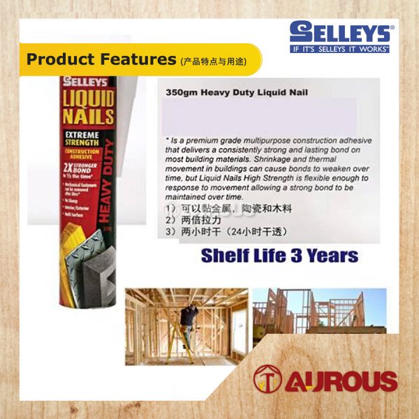 SELLEYS EXTREME STRENGTH LIQUID NAILS CONSTRUCTION ADHESIVE 350G (RED TUBE) - Image 7