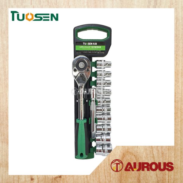 TUOSEN QUICK RELEASE RATCHET WRENCH WITH 1/2'' 6PT CHROME SPANNER SOCKET  [12PCS SET] 101394