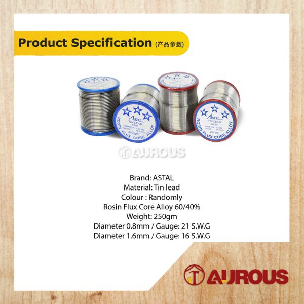 ASTAL TIN LEAD SOLDERING TUBE WIRE 0.8MM / 1.2MM / 1.6MM (60/40) (B) 250GM - Image 5