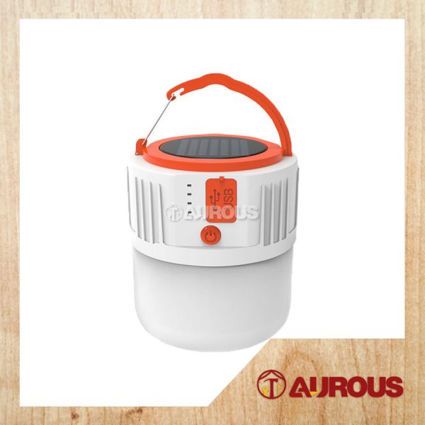 LED OUTDOOR USB /SOLAR RECHARGEABLE CAMPING LANTERN LED LIGHT BULB V66 [ORANGE/WHITE]
