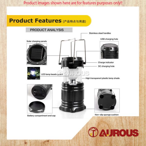 PORTABLE LED OUTDOOR SOLAR RECHARGEABLE CAMPING LANTERN LED TORCH LIGHT SH-5800T - Image 8