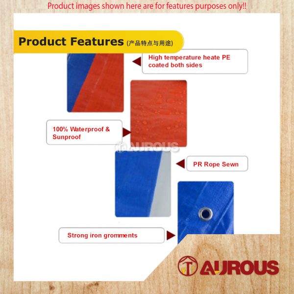 BLUE ORANGE WATER RESISTANT TARPAULIN WATERPROOF CANVAS SHEET ( 6' TO 15') - Image 5