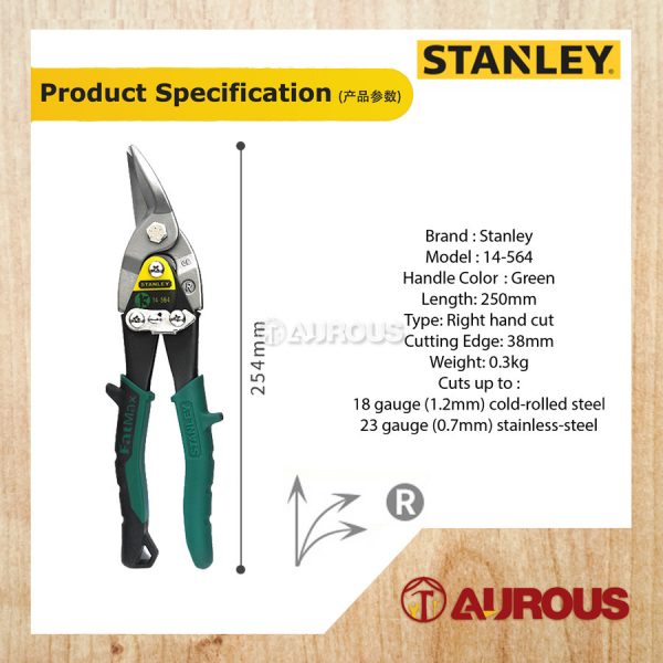 STANLEY FATMAX MAXSTEEL AVIATION SNIPS RIGHT CURVE 250MM/10'' (14-564) - Image 6