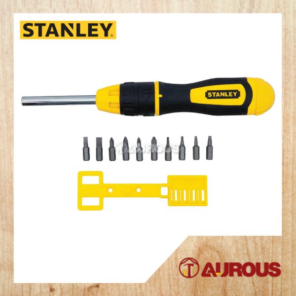 STANLEY 10 PCS MULTI-BIT CUSHION GRIP RATCHENTING SCREWDRIVER STHT68010-8 (68-010)